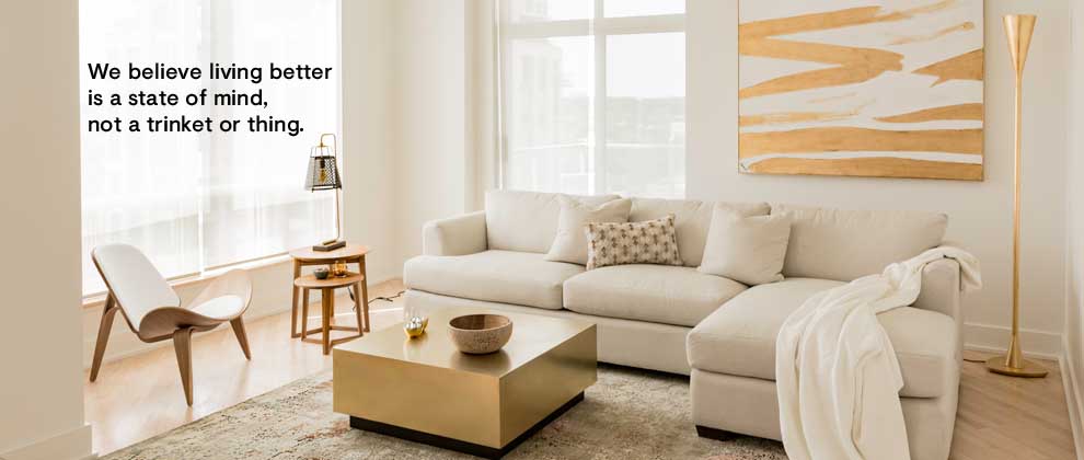 LIVE brighter - beautiful white and gold living room at Minto Yorkville