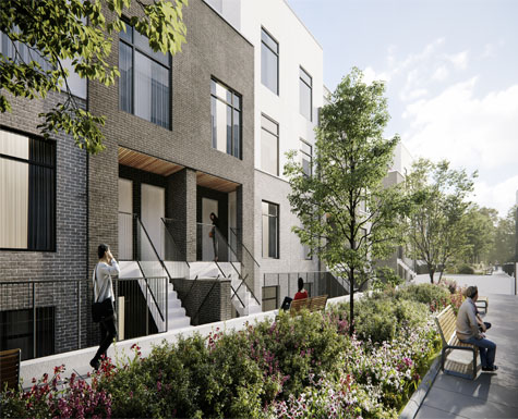 Stacked townhomes in Oakville with private terraces