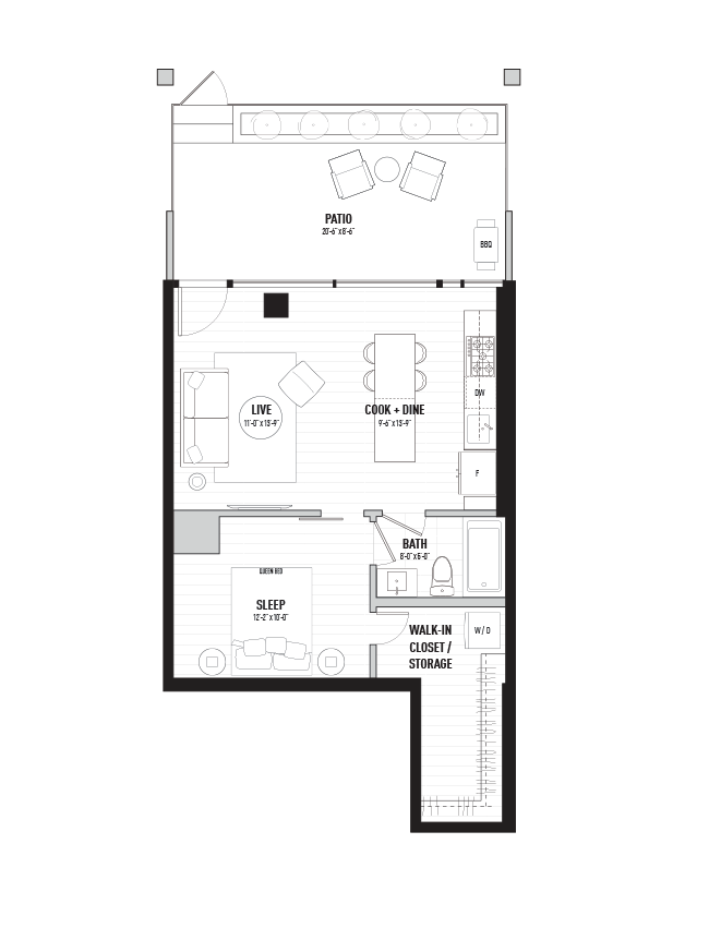 576 square feet Village
