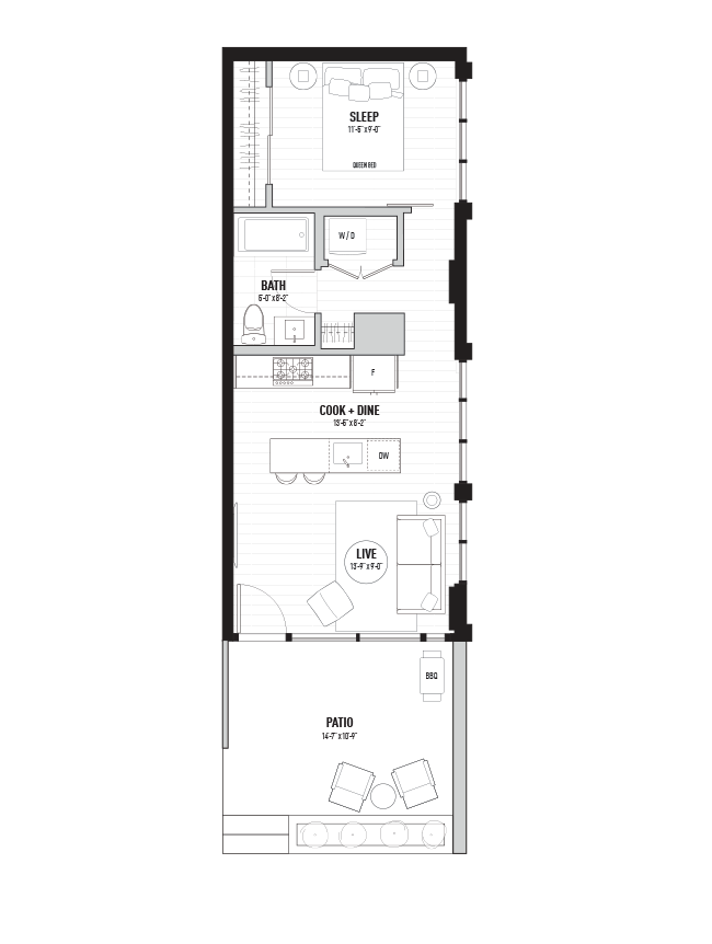 540 square feet Village