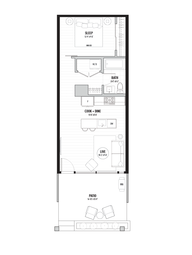 586 square feet Village