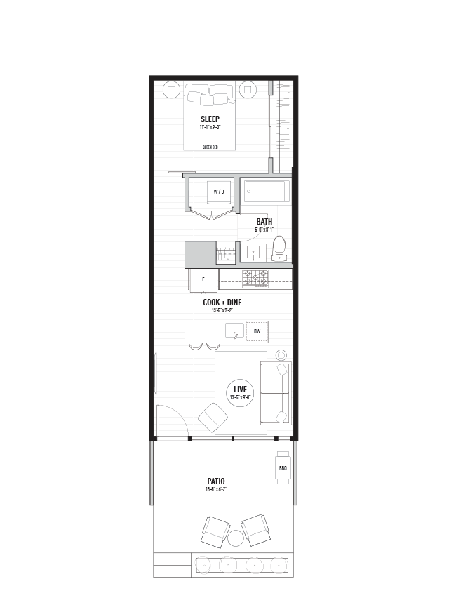 498 square feet Village