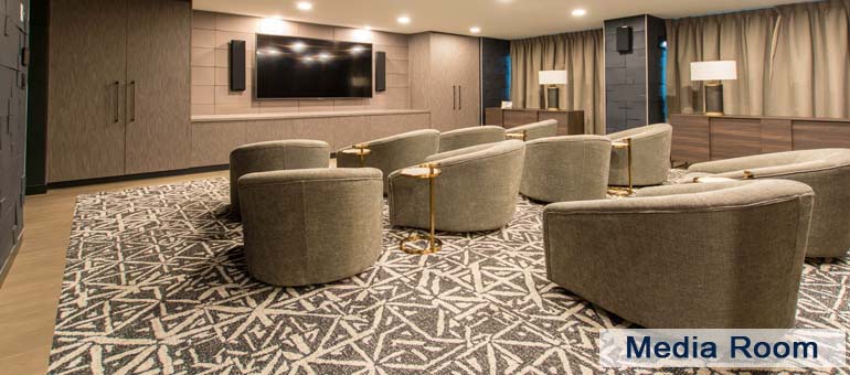 61 Yorkville Ave Luxury Toronto Apartment Rentals Minto Media Room In Luxury Apartments For Rent Yorkville Downtown Toronto